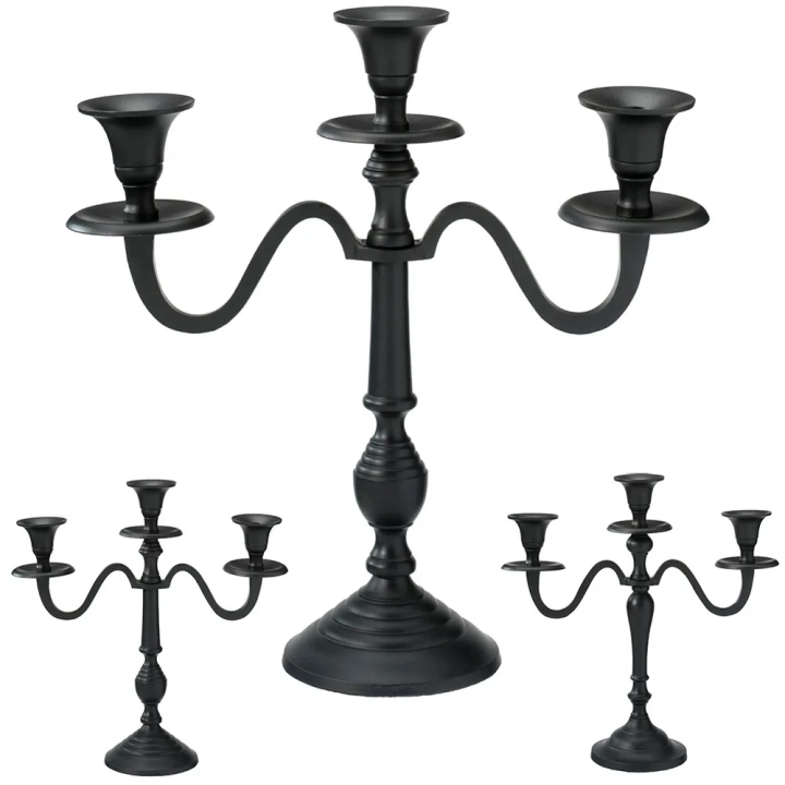 Świecznik kandelabr czarny 3-ramienny 30 cm