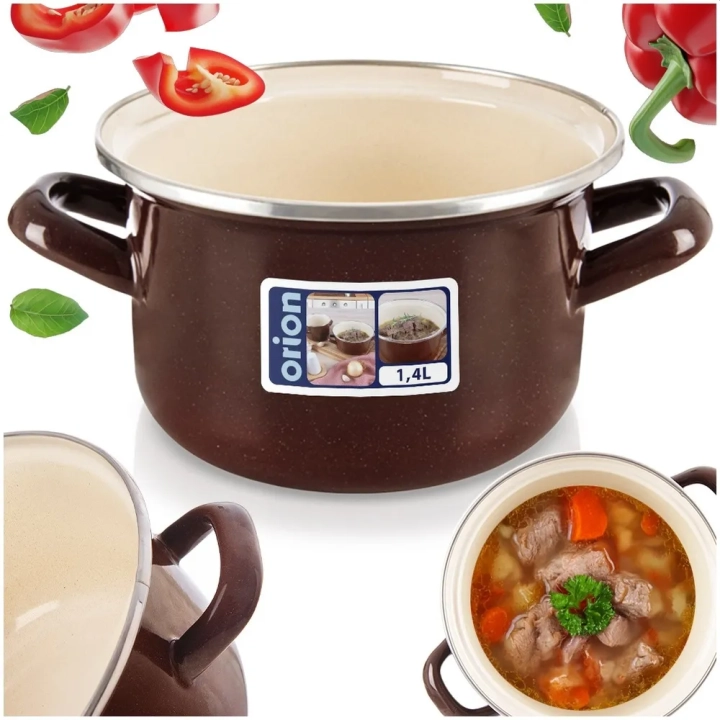 Garnek emaliowany BROWN 16 cm, 1,4 l