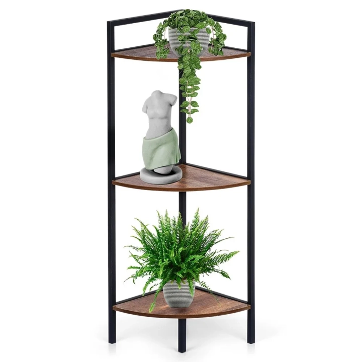 Regał metalowy czarny narożny 23,5x23,5x76 cm