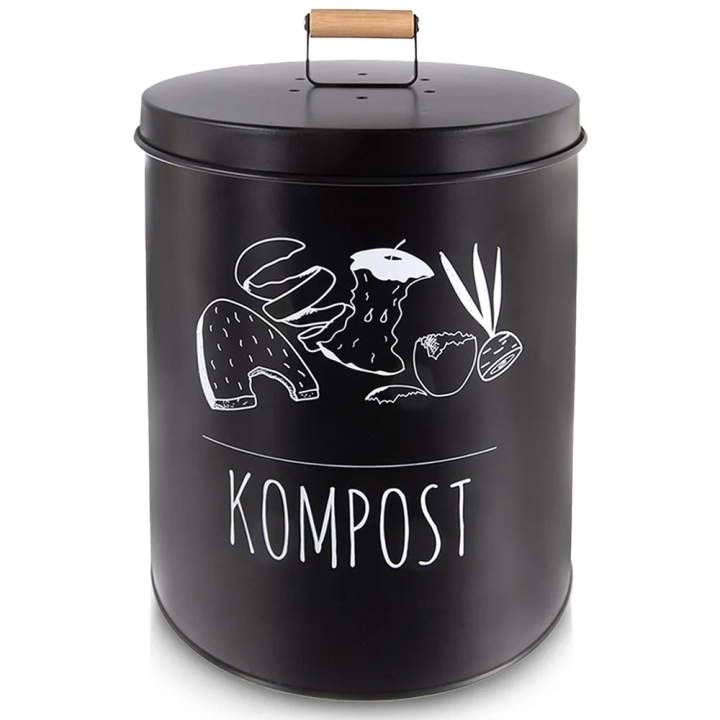 Kompostownik kuchenny z filtrem węglowym metalowy czarny BLACK 8 l
