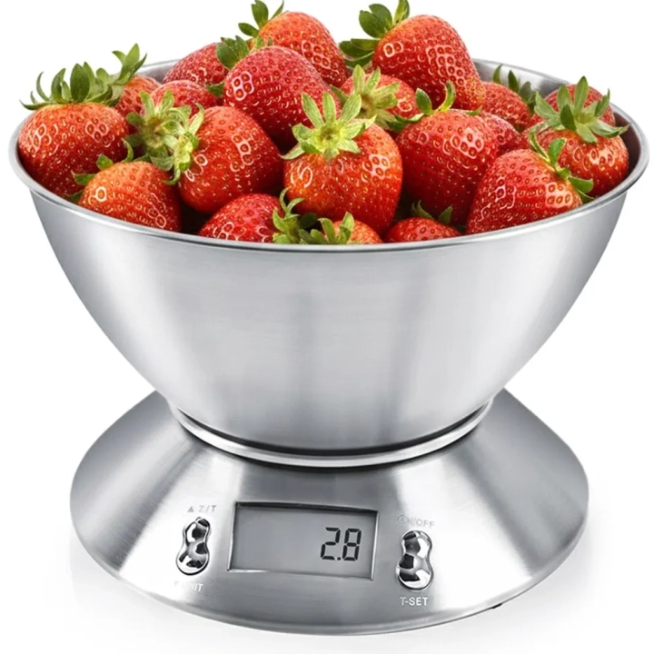 Waga kuchenna stalowa z misą elektroniczna 5 kg, 2,2 l