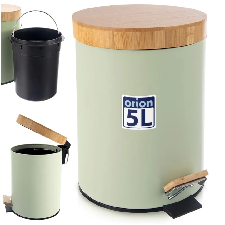 Kosz na śmieci metalowy z pedałem zielony GREENISH 5 l