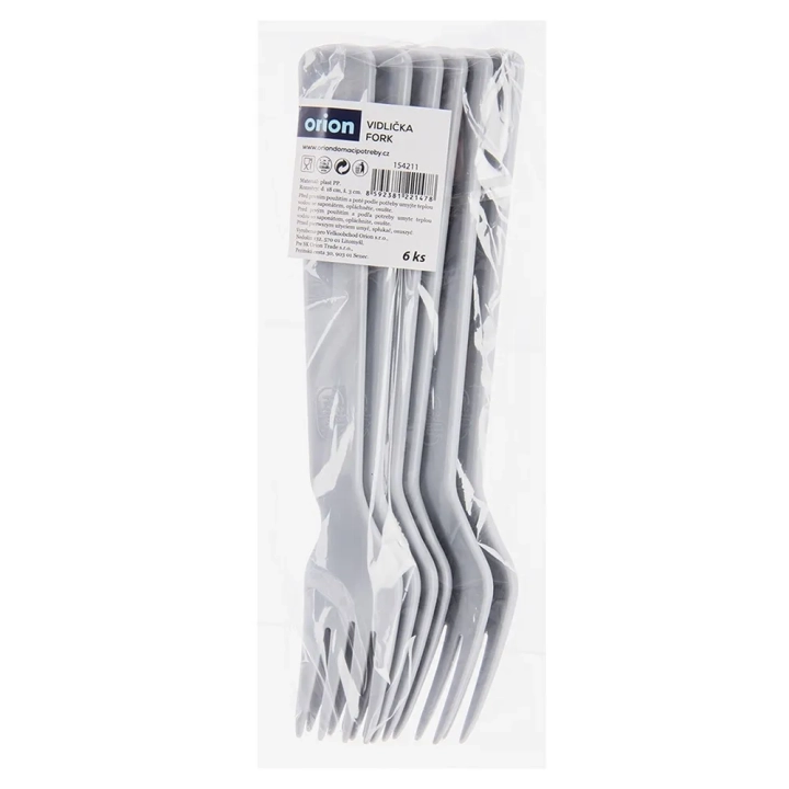 Widelce stołowe plastikowe szare SANDY 18 cm 6 szt.