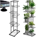 Kwietnik metalowy czarny 7-poziomowy 126 cm