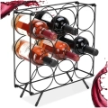 Stojak na wino metalowy czarny 9 butelek