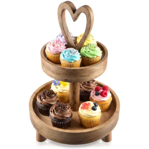 Patera drewniana 2-poziomowa MANGO 42 cm