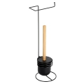 Stojak na papier toaletowy ze szczotką czarny 53 cm