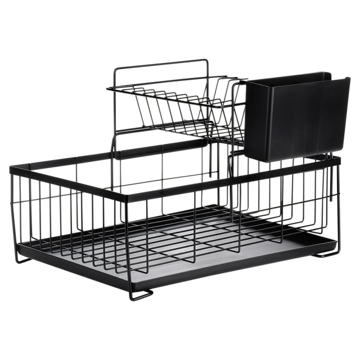 Suszarka na naczynia metalowa czarna 2-poziomowa 42x28x28 cm