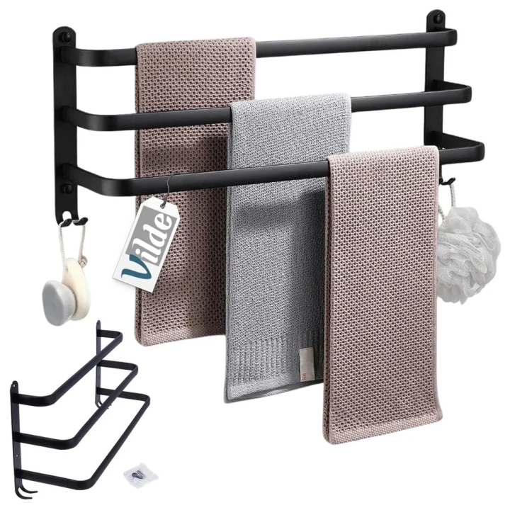 Wieszak na ręczniki aluminiowy czarny 50 cm