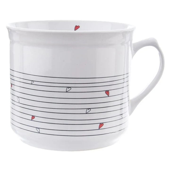 Kubek z woreczkiem ceramiczny biały SERCE 650 ml