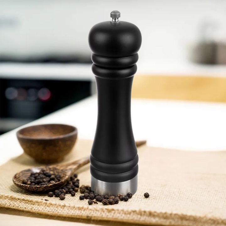 Młynek do pieprzu i soli drewniany czarny 21,5 cm