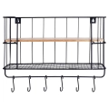 Półka kuchenna metalowa z wieszakami 41x12x25,5 cm