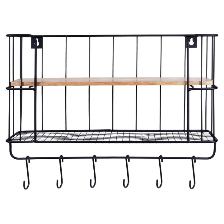 Półka kuchenna metalowa z wieszakami 41x12x25,5 cm