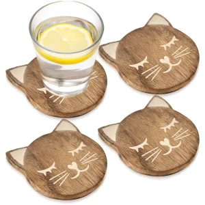 Podstawki pod kubek drewniane MANGO 10x11cm 4 szt.