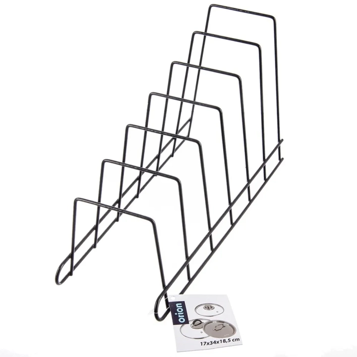 Stojak na pokrywki i talerze metalowy czarny RADKA 34,5x14x19 cm