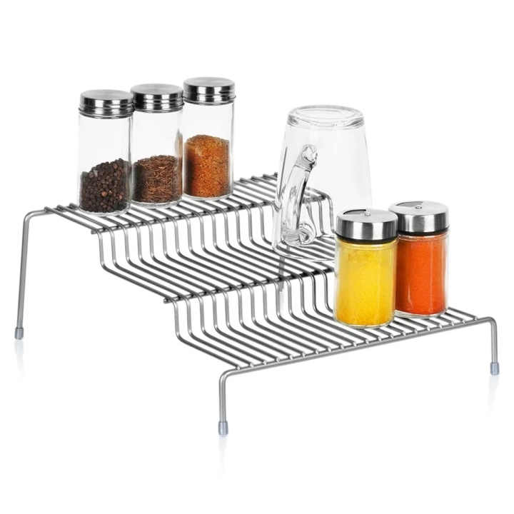Półka kuchenna metalowa szara 3-poziomowa 28x26x11 cm