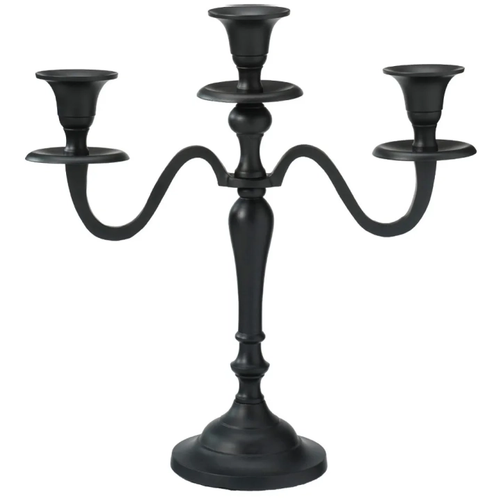 Świecznik kandelabr czarny 3-ramienny 30 cm