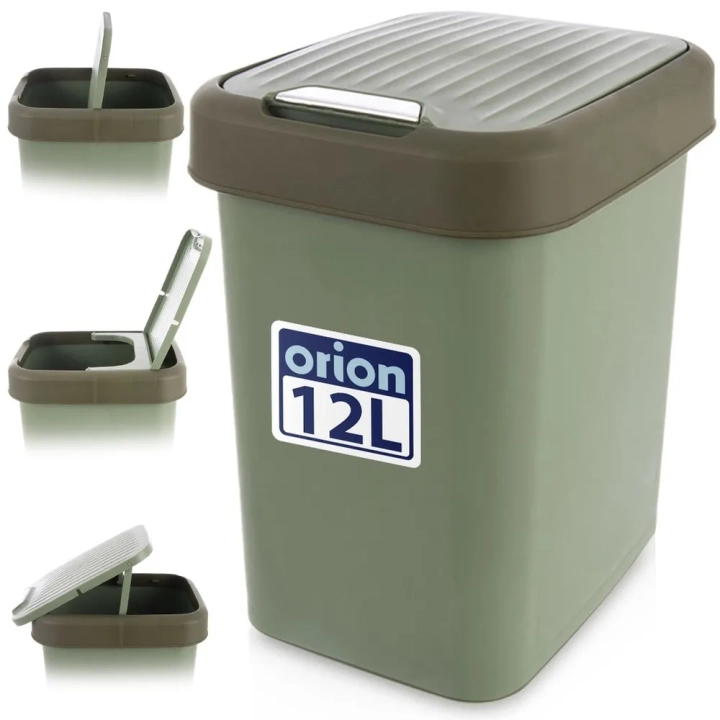 Kosz na śmieci plastikowy zielony 12 l