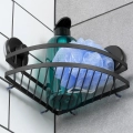 Półka pod prysznic metalowa czarna na przyssawki narożna 24x18x12,5 cm