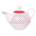 Dzbanek z filiżanką do herbaty porcelanowy serca TECKA 3 el.