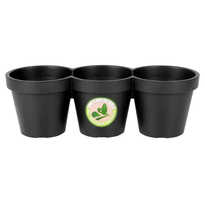 Doniczka ogrodowa plastikowa potrójna czarna 39,5 cm