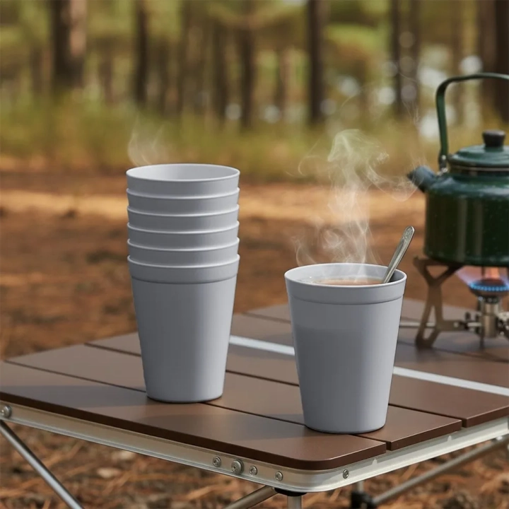 Kubki plastikowe szare SANDY 300 ml 6 szt.