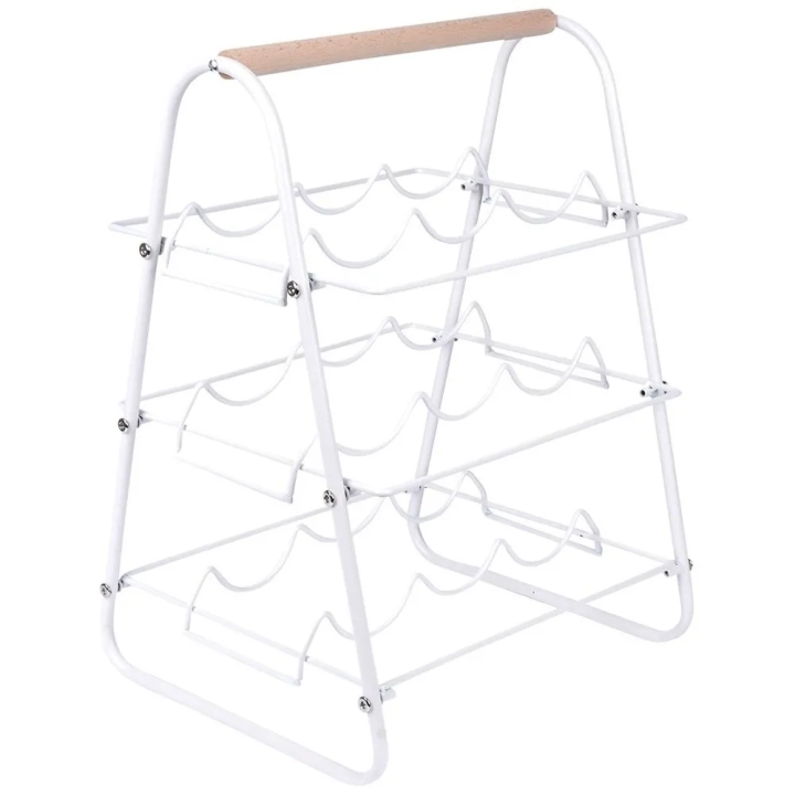Stojak na wino metalowy biały 9 butelek 33x29x46 cm