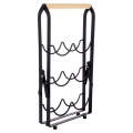 Stojak na wino metalowy czarny 6 butelek 21x38 cm
