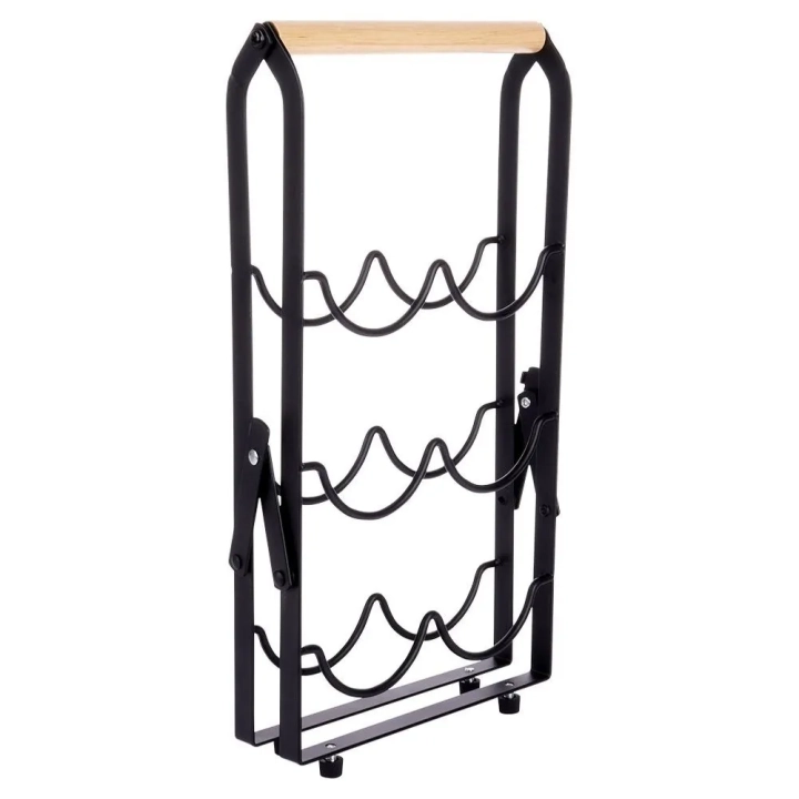 Stojak na wino metalowy czarny 6 butelek 21x38 cm