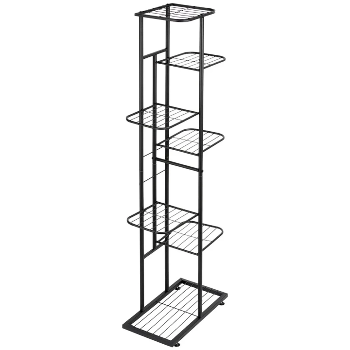 Kwietnik metalowy czarny 7-poziomowy 126 cm