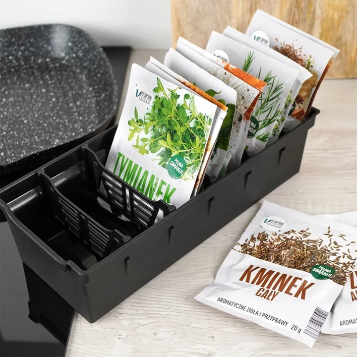 Pojemnik organizer na przyprawy czarny 30x13x8 cm