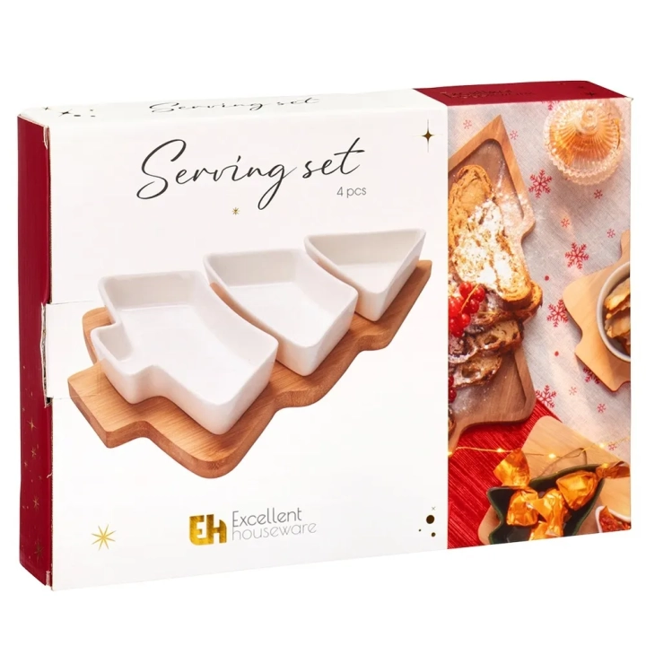 Miseczki na przekąski porcelanowe na tacy 4 el.