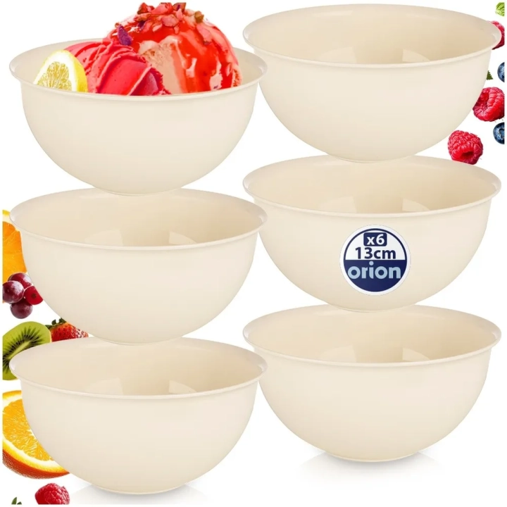Miseczki plastikowe kremowe SANDY 13 cm, 500 ml 6 szt.