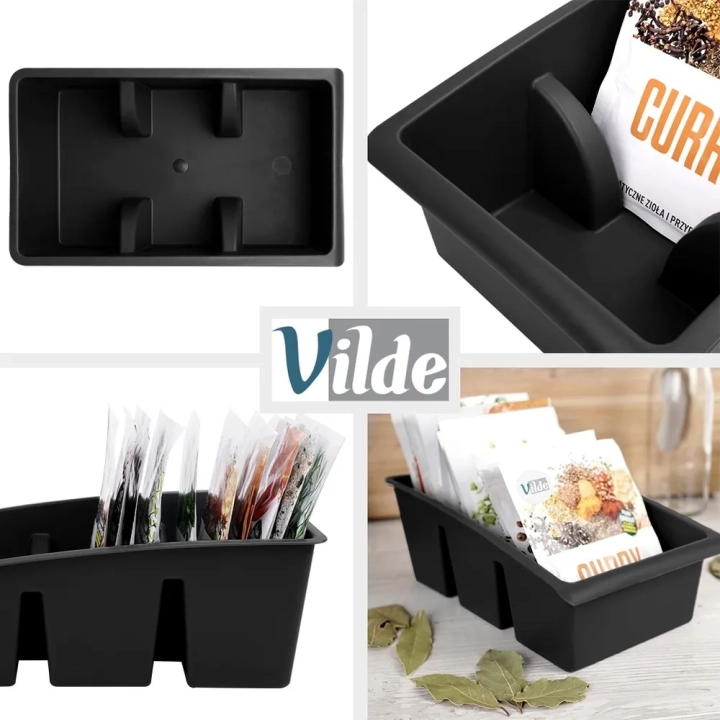 Pojemnik organizer na przyprawy czarny 25x15x9 cm