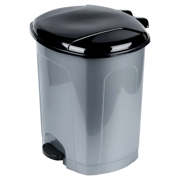 Kosz na śmieci z pedałem plastikowy szary 50 l