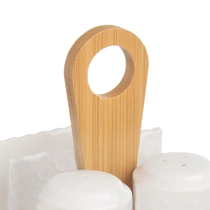 Solniczka i pieprzniczka porcelanowa ze stojakiem WHITELINE 3 el.