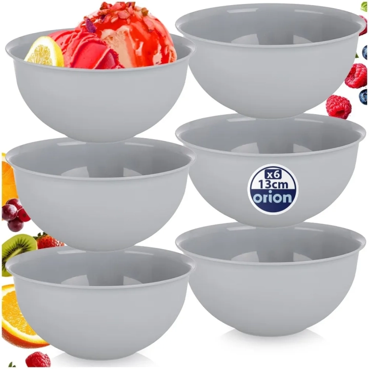 Miseczki plastikowe szare SANDY 13 cm, 500 ml 6 szt.