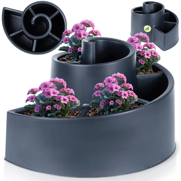 Kwietnik ogrodowy plastikowy czarny spiralny 53x43,5x32,5 cm