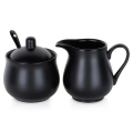 Cukierniczka i mlecznik porcelanowe czarne 3el.
