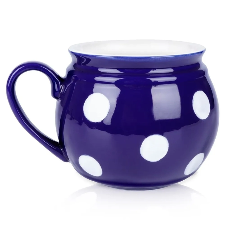 Kubek ceramiczny niebieski w grochy 850 ml