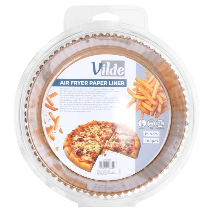 Wkład do frytkownicy beztłuszczowej Air Fryer papierowy okrągły 19 cm 100 szt.