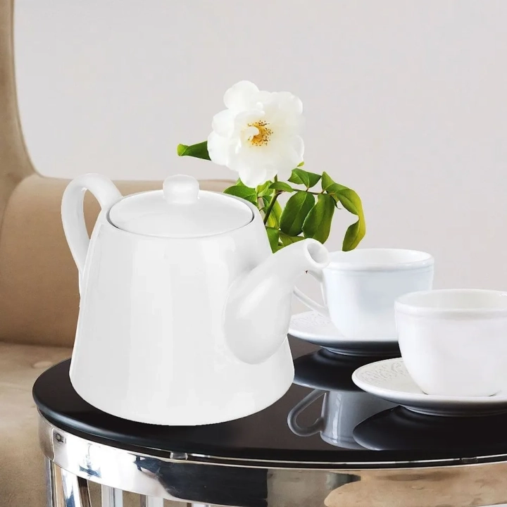 Dzbanek do kawy i herbaty porcelanowy biały 2 l