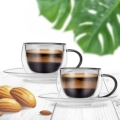 Filiżanki termiczne ze spodkiem z podwójną ścianką do kawy espresso DOUBLE 90 ml 2 szt.
