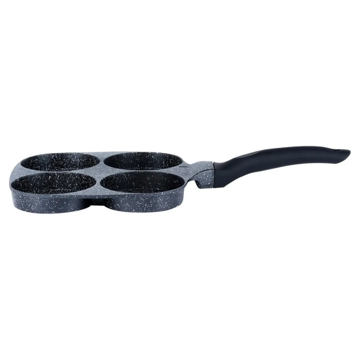 Patelnia do jajek granitowa 4 otwory BLACK LINE 19x19 cm