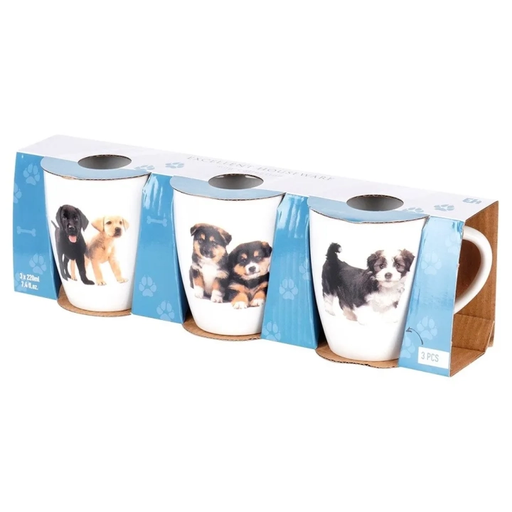 Kubki ceramiczne psy 220 ml 3 szt.