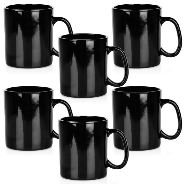 Kubki szklane czarne 300 ml 6 szt.