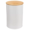 Pojemnik na żywność metalowy biały z bambusową pokrywką WHITELINE 800 ml
