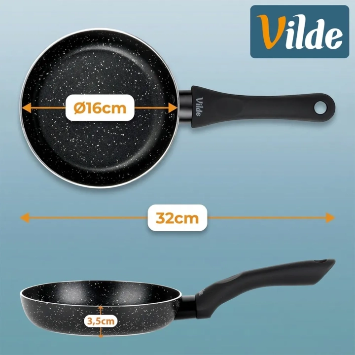 Patelnia granitowa BLACK LINE 16 cm