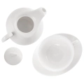 Dzbanek z filiżanką do herbaty porcelanowy biały MONA 3 el.