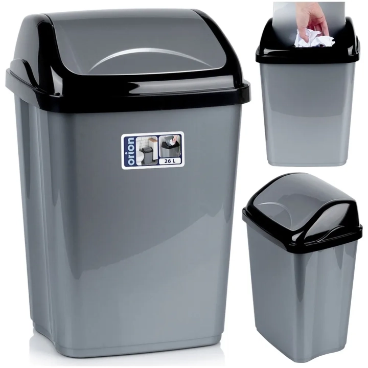 Kosz na śmieci plastikowy szary 26 l